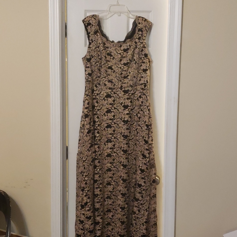 R & M Richards Glitter Lace Evening Dress